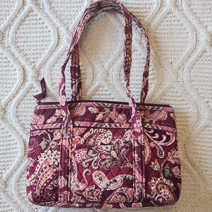 Vera Bradley Retired Piccadilly Plum Quilted Shoulder Tote Bag - ZIPPER FLAW